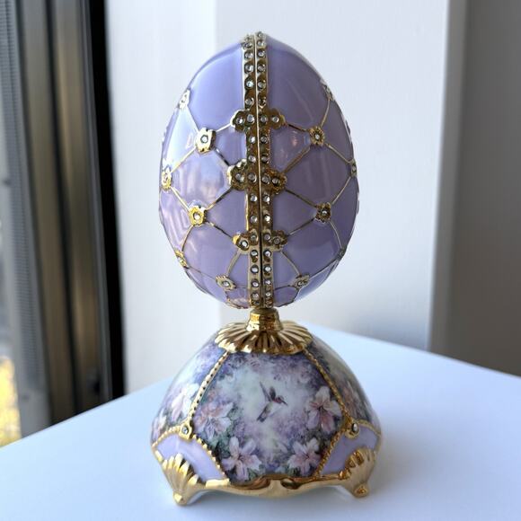 Ardleigh Elliott Porcelain Egg Music Box Amethyst Vision by Lena Liu Hummingbird - Picture 4 of 12